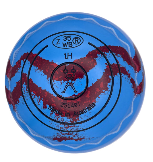 Aero Quantum 1H Solid Blue - Maroon Swirl Z-Scoop Gymnasts Emblem Back