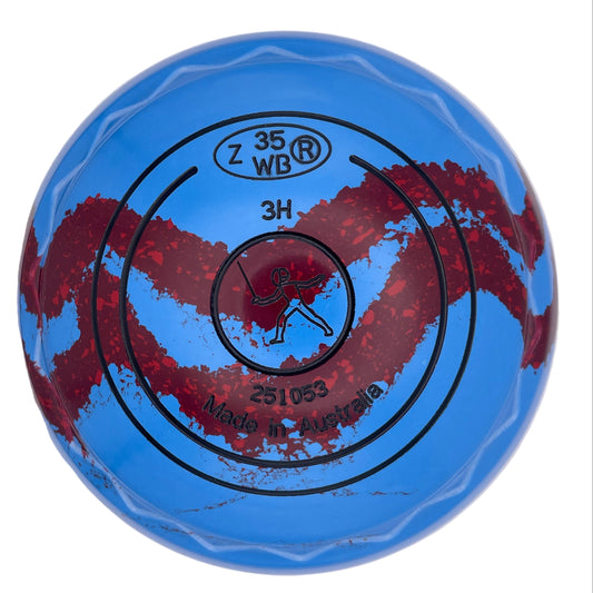 Aero Quantum 3H Solid Blue - Maroon Swirl Z-Scoop Fencing Emblem Back