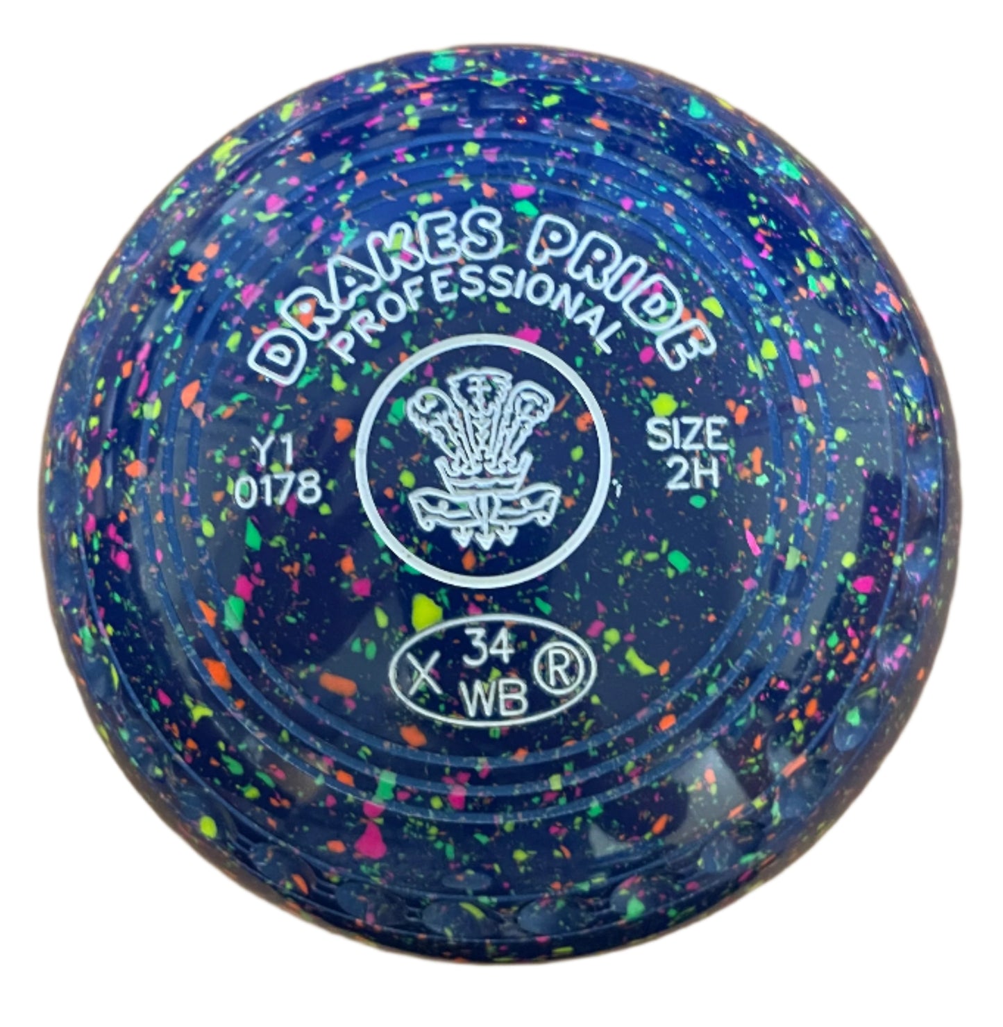 Drakes Pride Professional 2H Mid Blue Fluorescent Harlequin Feathers Emblem (D) FRONT