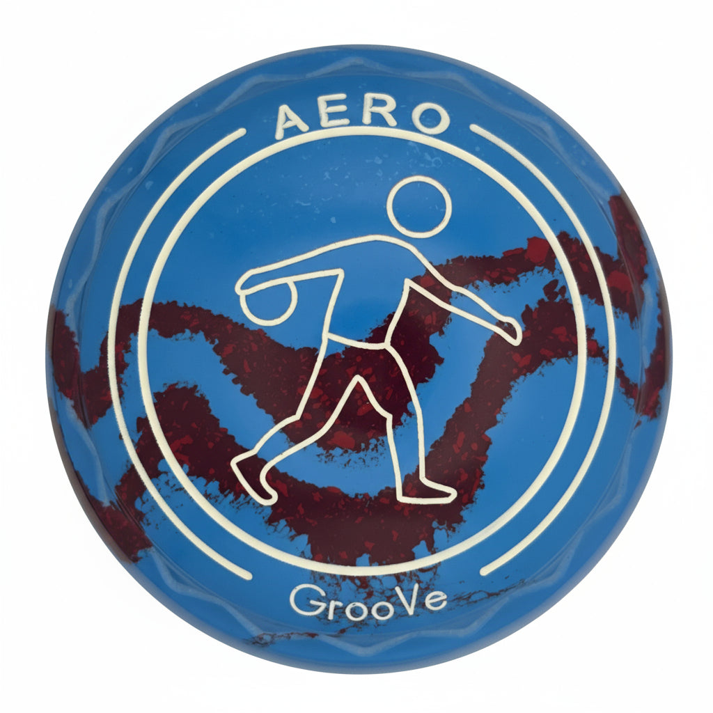 Aero Groove 3H Solid Blue - Maroon Swirl Z-Scoop Bowling Emblem Front