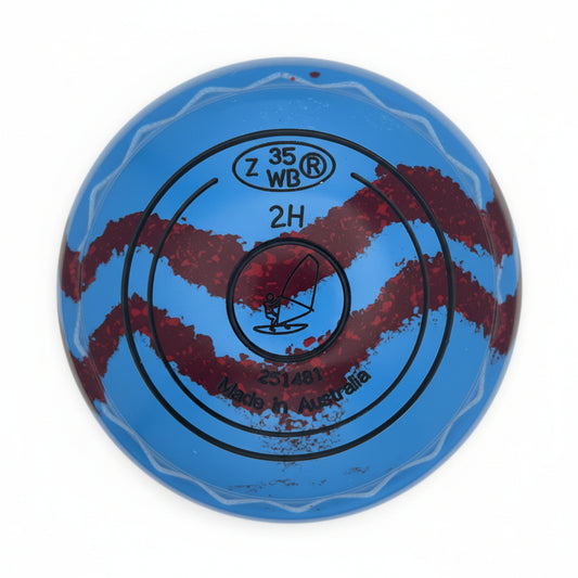 Aero Quantum 2H Solid Blue - Maroon Swirl Z-Scoop Sailing Emblem Back