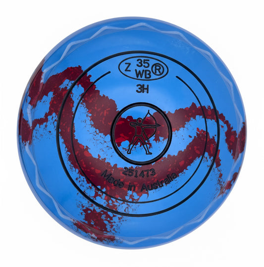 Aero Groove 3H Solid Blue - Maroon Swirl Z-Scoop Archery Emblem Back