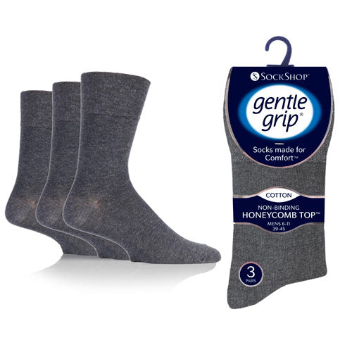Mens Gentle Grip Socks - 3 Pack