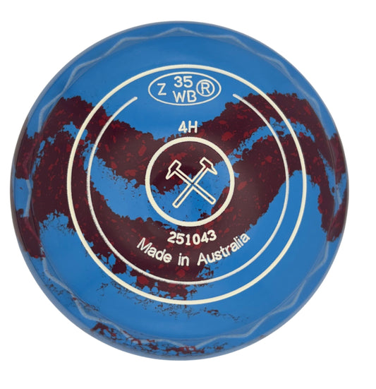 Aero Quantum 4H Solid Blue - Maroon Swirl Z-Scoop Hammer Emblem Back 