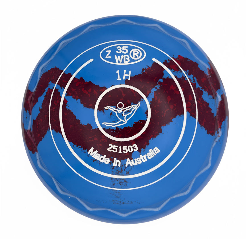 Aero Groove 1H Solid Blue - Maroon Swirl Z-Scoop Dancer Emblem Back 