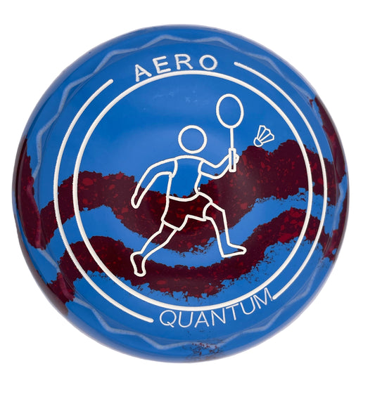 Aero Quantum 2H Solid Blue - Maroon Swirl Z-Scoop Badminton Emblem Front 
