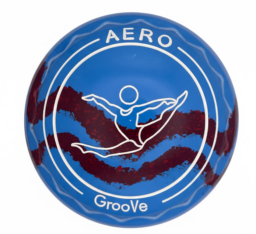 Aero Groove 1H Solid Blue - Maroon Swirl Z-Scoop Dancer Emblem Front 