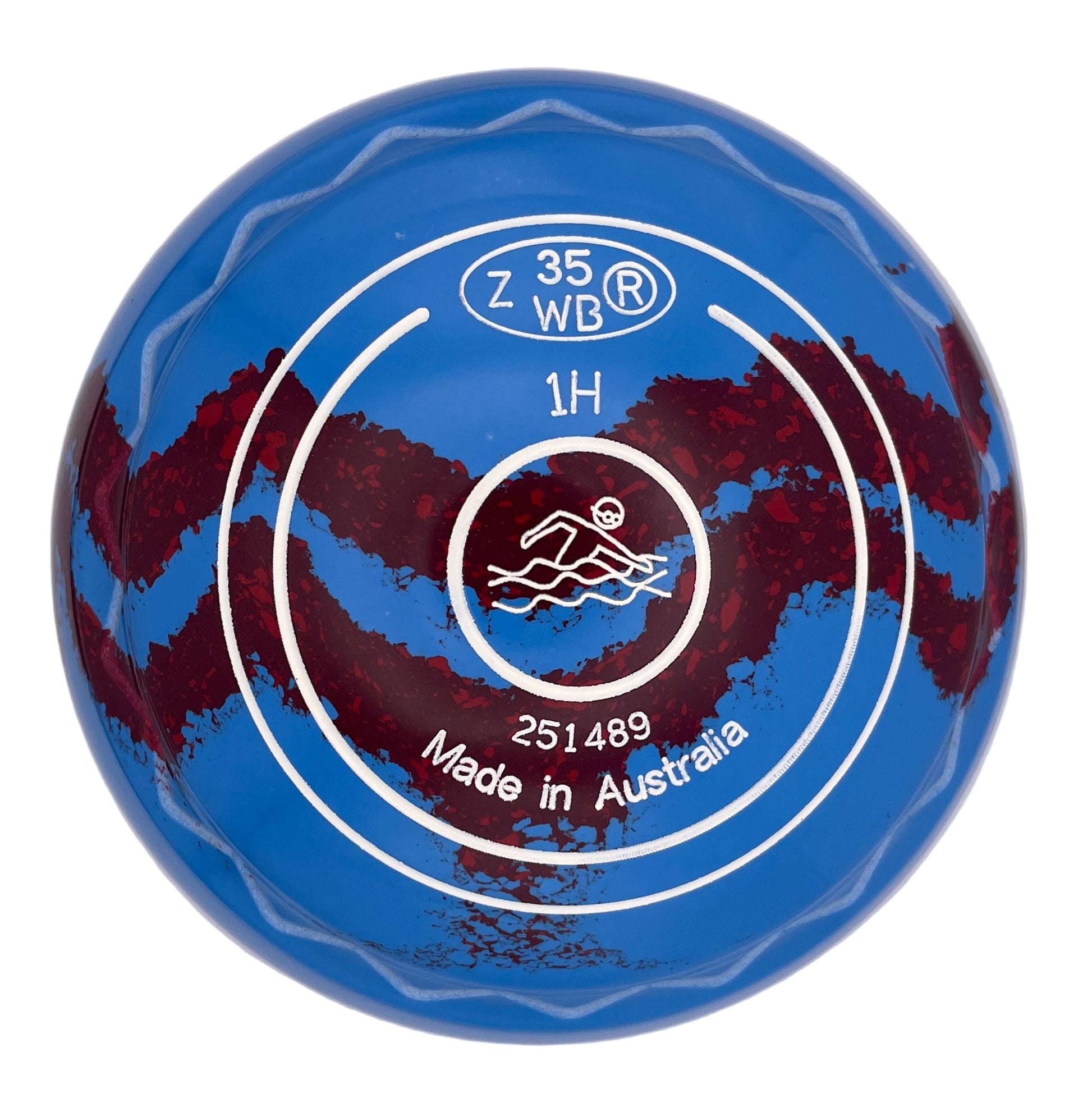 Aero Quantum 1H Solid Bluey - Maroon Swirl Z-Scoop Swimmer Emblem Back 