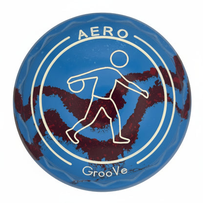 Aero Groove 3H Solid Blue - Maroon Swirl Z-Scoop Bowling Emblem Front 