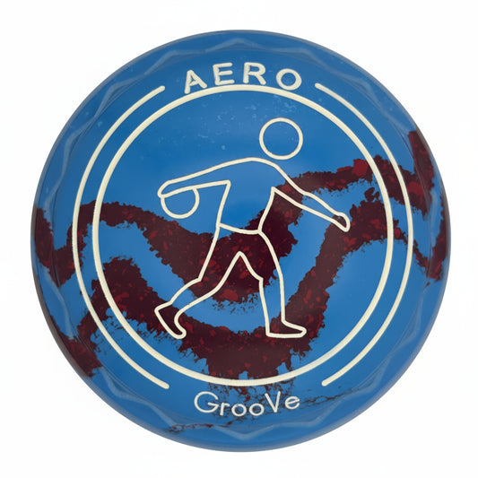 Aero Groove 3H Solid Blue - Maroon Swirl Z-Scoop Bowling Emblem Front 