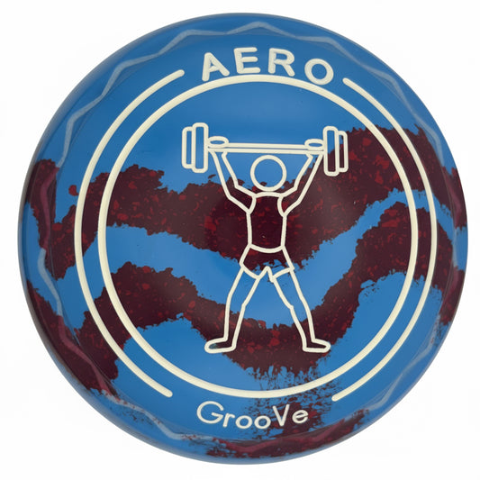 Aero Groove 4H Solid Blue - Maroon Swirl Z-Scoop Weights Emblem Front 