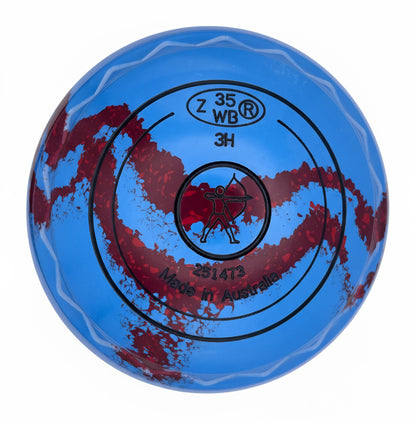 Aero Groove 3H Solid Blue - Maroon Swirl Z-Scoop Archery Emblem Back 