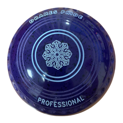 Blue professional bowl with branding on a white background