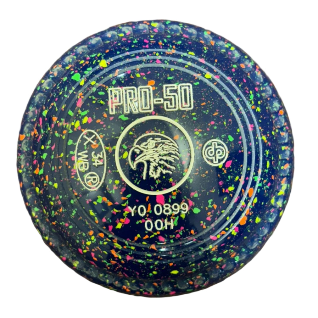 Drakes Pride Pro 50 00H Mid Blue Fluorescent Harlequin Eagle Emblem