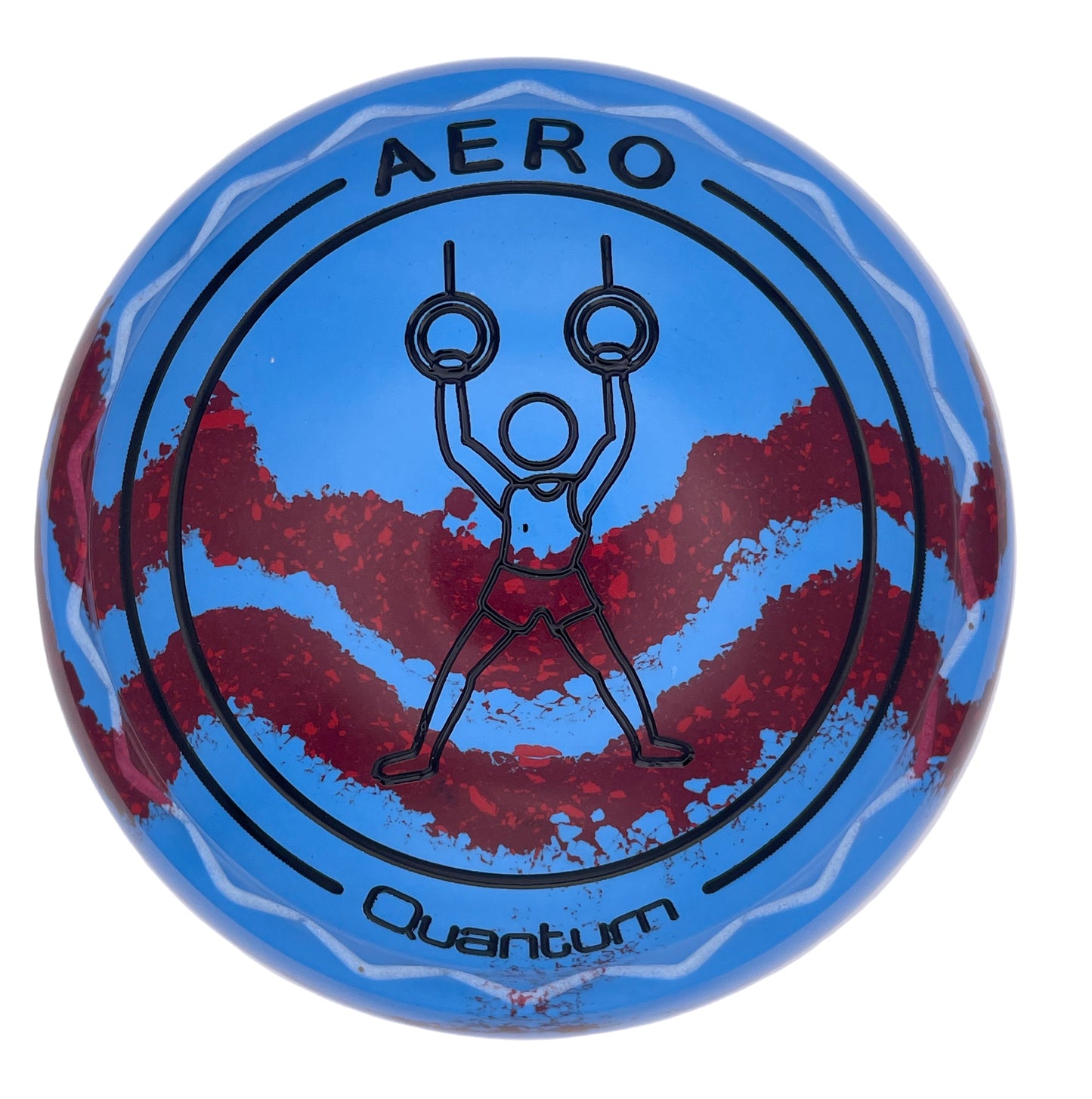 Aero Quantum 1H Solid Blue - Maroon Swirl Z-Scoop Gymnasts Emblem Front 