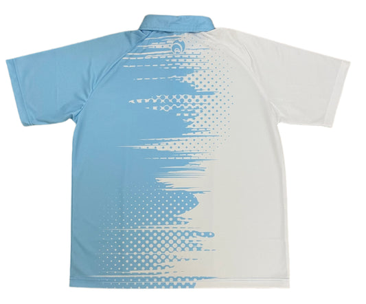 Potters Exclusive Unisex Glide Polo White - Sky Blue