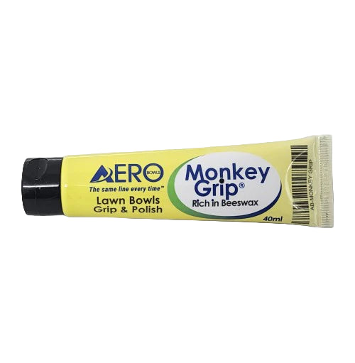 Aero Monkey Grip Paste tube for bowls, non-sticky grip enhancer for secure handling and smooth delivery in all weather conditions.