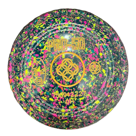 Drakes Pride Pro 50 0H Green Green Fluorescent Harlequin Geometric Emblem Back 