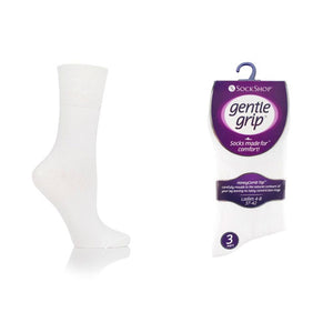 Gentle Grip Socks 3 Pack - White Ladies