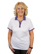 Load image into Gallery viewer, Emsmorn Flare Ladies Blouse Available in White, White-Turquoise or White-Purple
