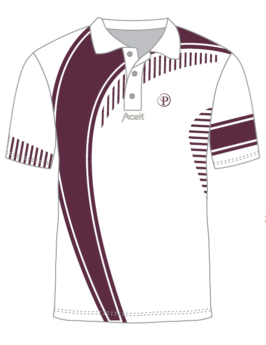 New Potters Exclusive Gents Polo - White Burgundy