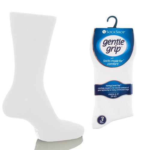 Gentle Grip Socks 3 Pack - White Mens