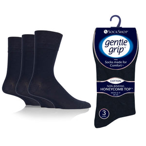 Gentle Grip Socks 3 Pack - Navy Mens