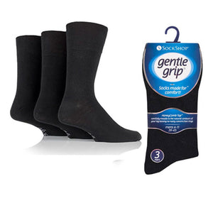 Gentle Grip Socks 3 Pack - Black Mens